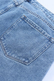 Short en jean taille haute croisé bleu ciel