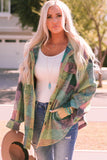 Multicolor Brushed Plaid Pocketed Oversize Shacket