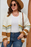 Plus Size Striped Print Open Front Cardigan