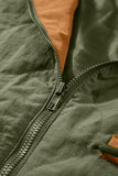 Brown Stitching Quilted Drawstring Jacket