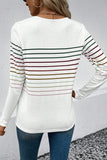 Multicolor Striped Crew Neck Long Sleeve Top