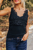 V Neck Floral Crochet Tank Top