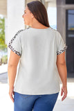 Plus Leopard Splicing V Neck Short Sleeve Top