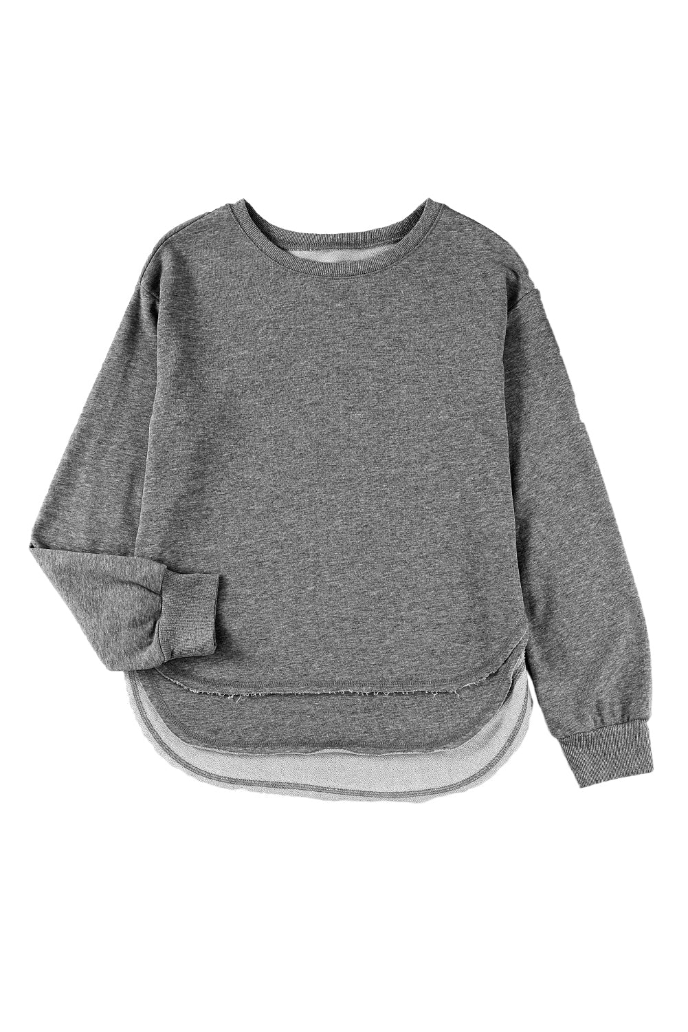 Sweat-shirt gris à fente latérale irrégulière 