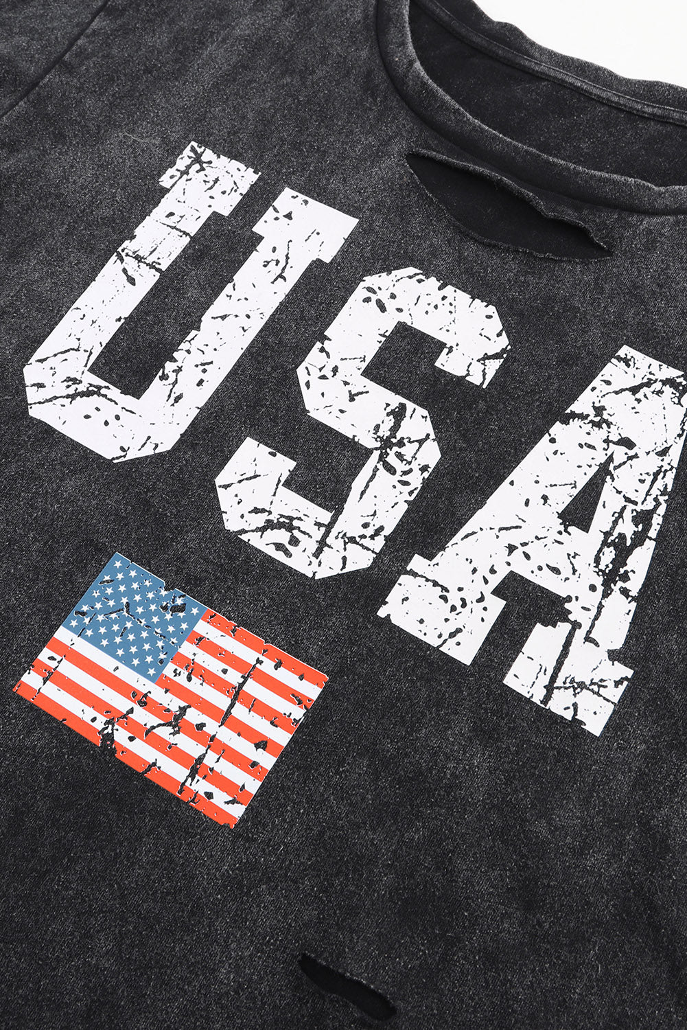 Distressed Tie-dye USA Flag Print T-shirt