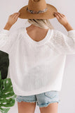 Ribbed Trim Pointelle Knit Loose Sweater