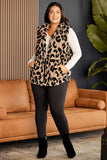 Plus Size Stand Neck Zipped Front Sherpa Jacket Vest