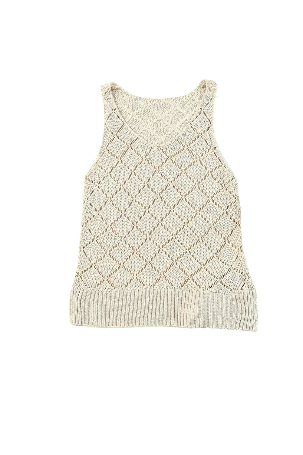 Rhombus Hollow-out Knitted Tank Top