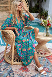 Boho Deep V Neck Floral Maxi Dress