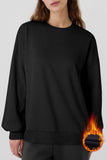 Valerian Solid Fleece Lined Drop Shoulder High Low Sweatshirt