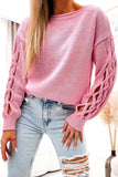 Woven Hollowed Dropped Sleeve Sweater