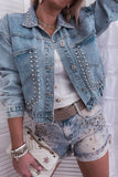 Rivet Studded Pocketed Denim Jacket