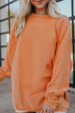 Orange Spooky Season Ghost Print Ribbed Pullover Sweatshirt