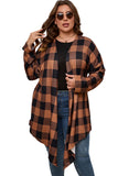 Plus Size Plaid Pattern Open Front Cardigan