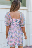 Babydoll Sequin Floral Dress