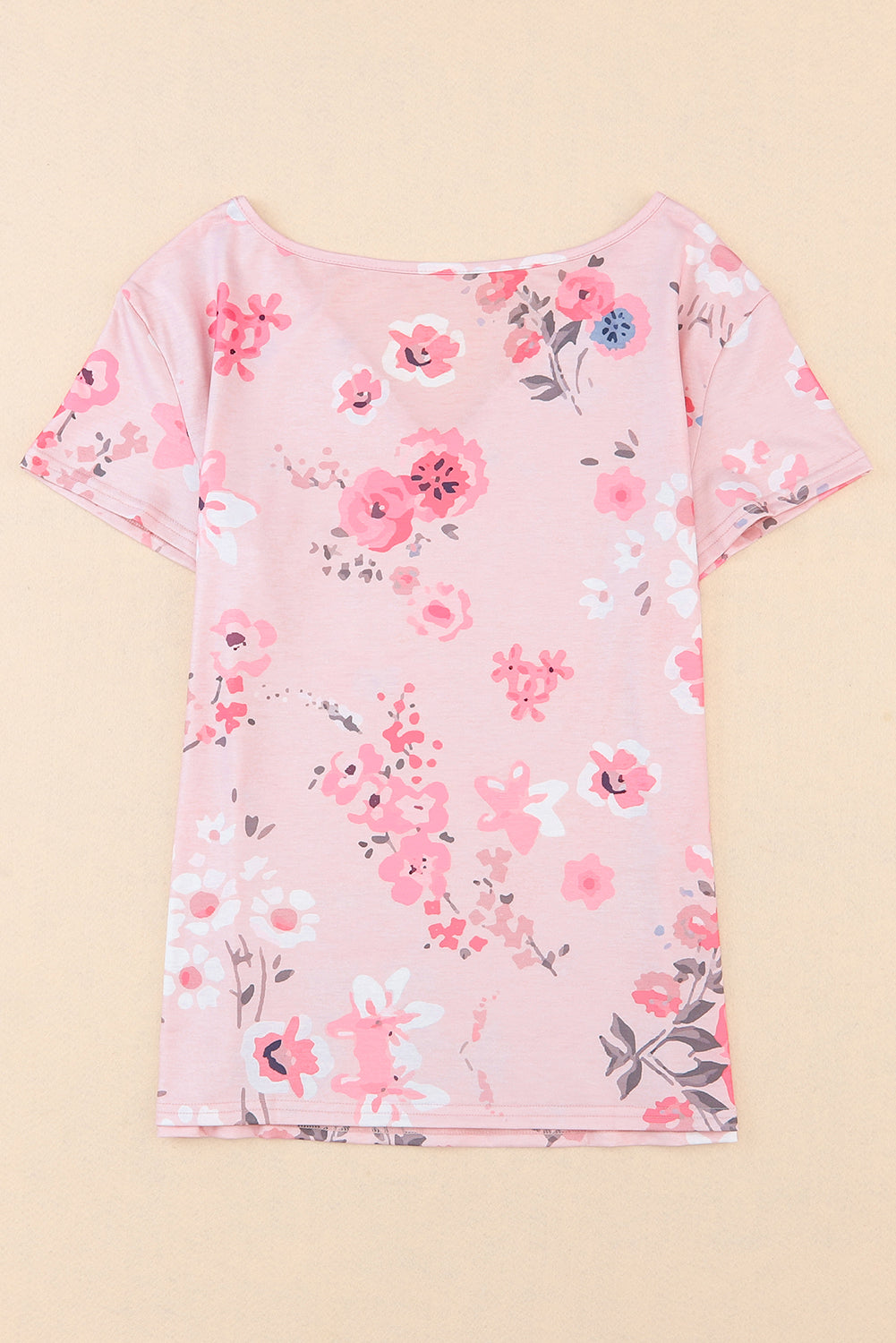 V Neck Floral Print T-shirt