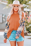 Boho Floral Print Balloon Sleeve Top with Lace Details