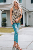 Leopard Print Crew Neck Tank Top