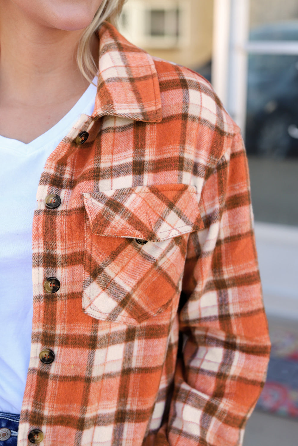 Plaid Button-Up Flap Pocket Jacket