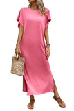 Crew Neck Bat Sleeve Maxi T-shirt Dress