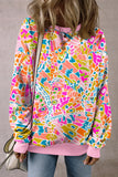 Pink Abstract Printed Drop Shoulder Loose Sweatshirt