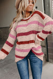 Striped Popcorn Knit Sweater