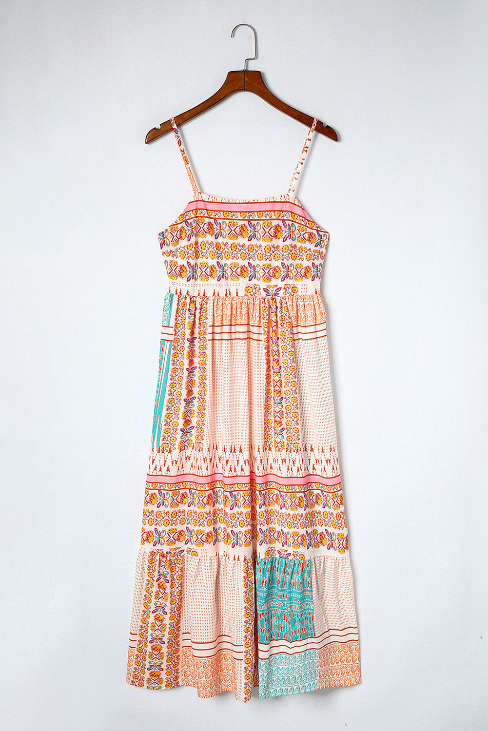 Boho Patchwork Print Square Neck Sundress