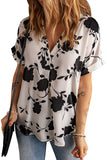 Apricot Floral Printed Short Sleeve Blouse