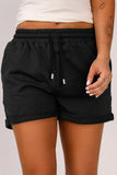 Tie Waist Side Pockets Cuffed Lounge Shorts