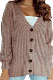 Buttoned Front Drop Shoulder Knitted Cardigan