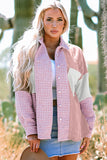 Pink Houndstooth Color Contrast Textured Patchwork Loose Shacket