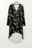 Black Cheetah Animal Print Button Up Satin Shirt