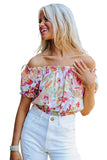 Floral Print Off Shoulder Puff Sleeve Blouse