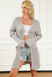 Loose Ribbed Knit Pocketed Open Cardigan