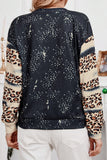 Red Tie Dye Leopard Drop Shoulder Sweatshirt