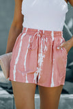 Short décontracté rose tie-dye avec cordon de serrage