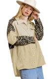 Leopard Patchwork High Low Shirt Jacket