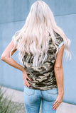 Camo Print Knotted Hem T-shirt