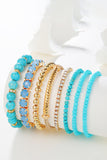 Vintage Boho Turquoise Gem Beaded Bracelet Set