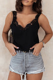 Solid Lace Splicing Tank Top