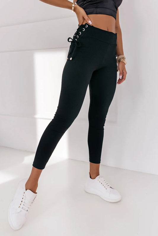 Side Lace up Ribbed Leggings