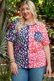 Plus Size Colorblock Short Sleeve Top