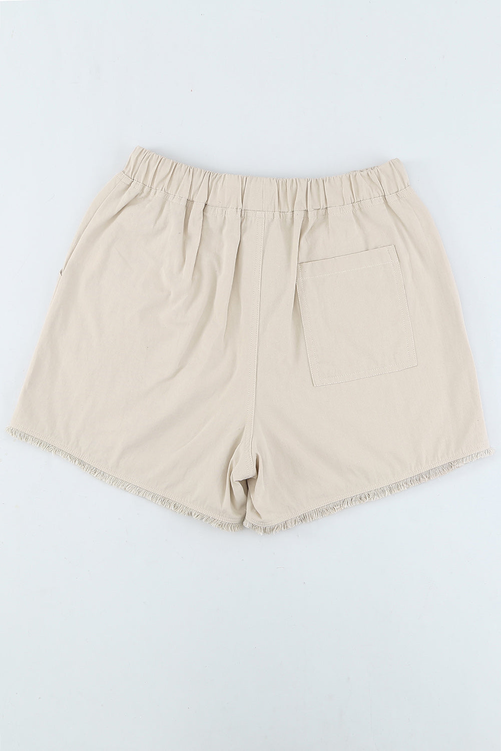 Solid Color Drawstring Frayed Hem Pocketed Shorts