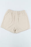 Solid Color Drawstring Frayed Hem Pocketed Shorts