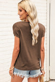 Strappy V Neck Overlap Short Sleeve Top