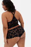 Ensemble de lingerie noir en dentelle semi-transparente de grande taille