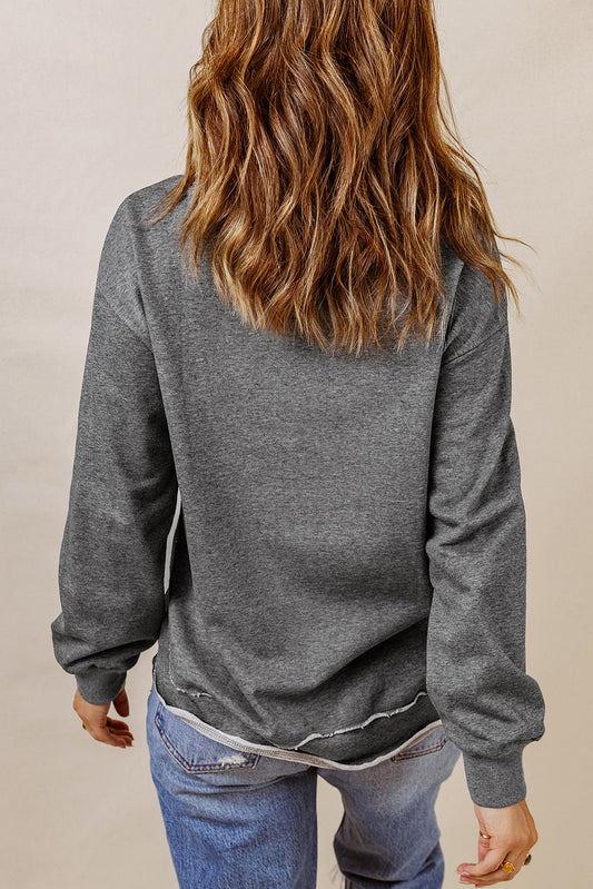 Irregular Side Slit Pullover Sweatshirt