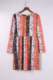 Floral Striped Color Block Long Sleeve Babydoll Dress