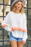 Ribbed Round Neck Striped Sweater