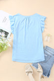 Casual Solid V Neck Butterfly Sleeve Top